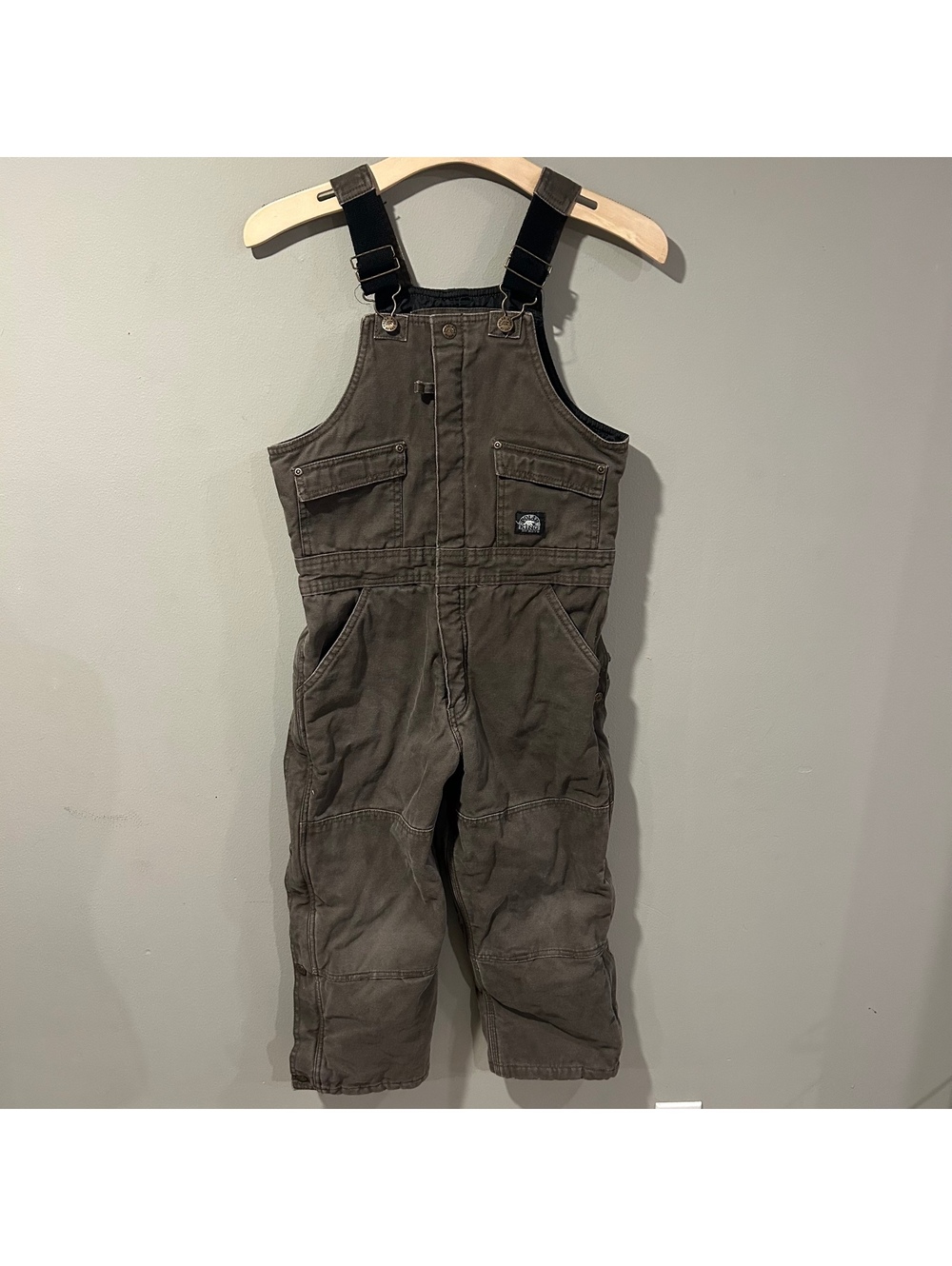 Polar King By Key Boys Brown Insulated Duck Canvas Bib Overalls Medium Winter